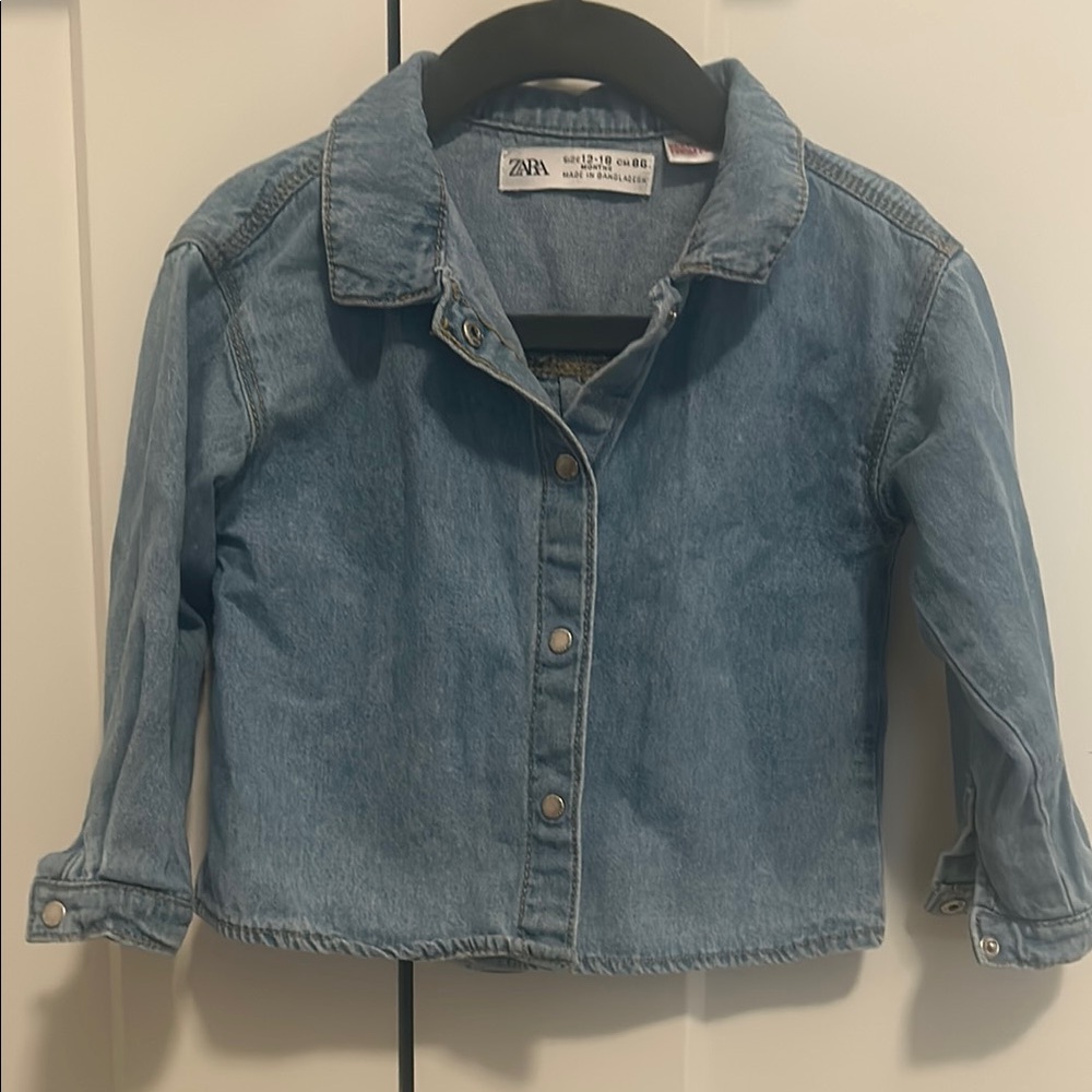 Zara kids | Blue Cropped Jean Jacket with Frayed Hem